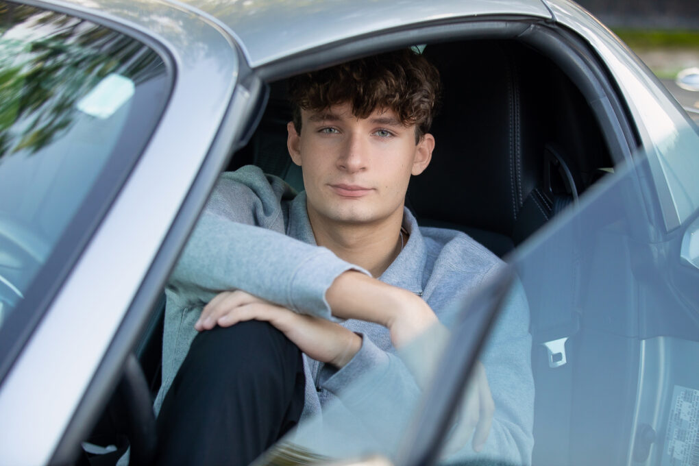 High School Senior Portraits for guys With Convertible