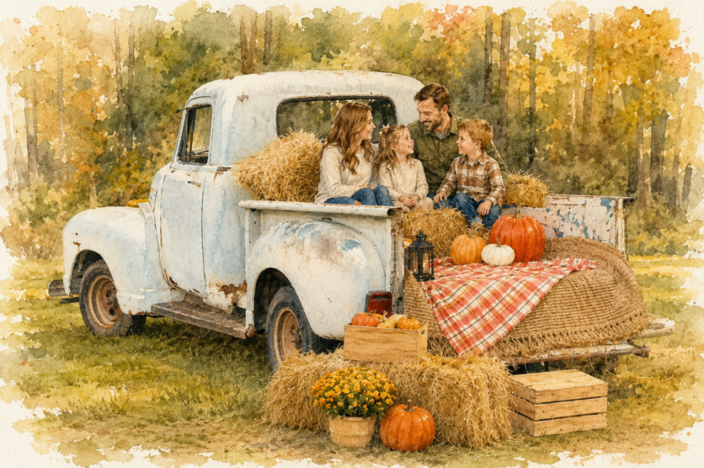 Harvest Truck Minis Watercolor